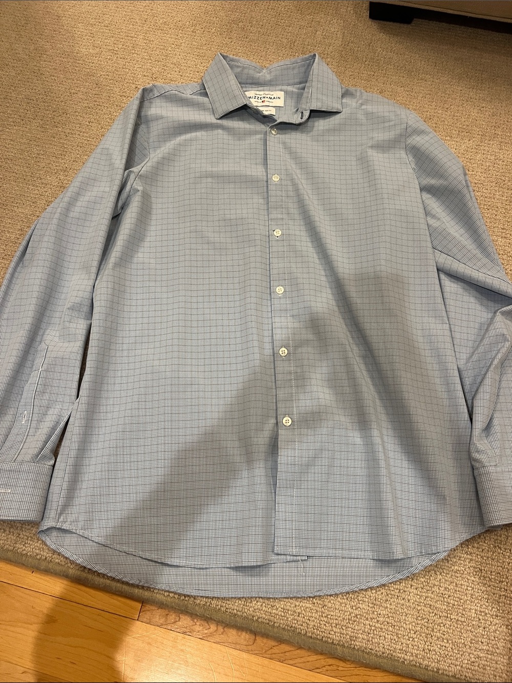 Mizzen+Main Light Blue Grid Dress Shirt
Size: XXL